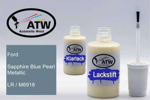 Ford, Sapphire Blue Pearl Metallic, LR / M6916: 20ml Lackstift + 20ml Klarlack - Set, von ATW Autoteile West.